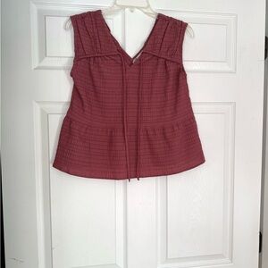 LOFT Textured Sleeveless V-Neck Blouse - Mauve